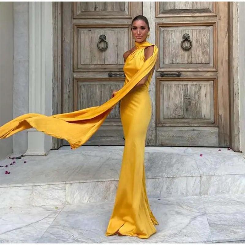 Women's Solid Ribbon Halter Dress™ Off Shoulder Sleeveless Backless Slim Maxi Dresses
