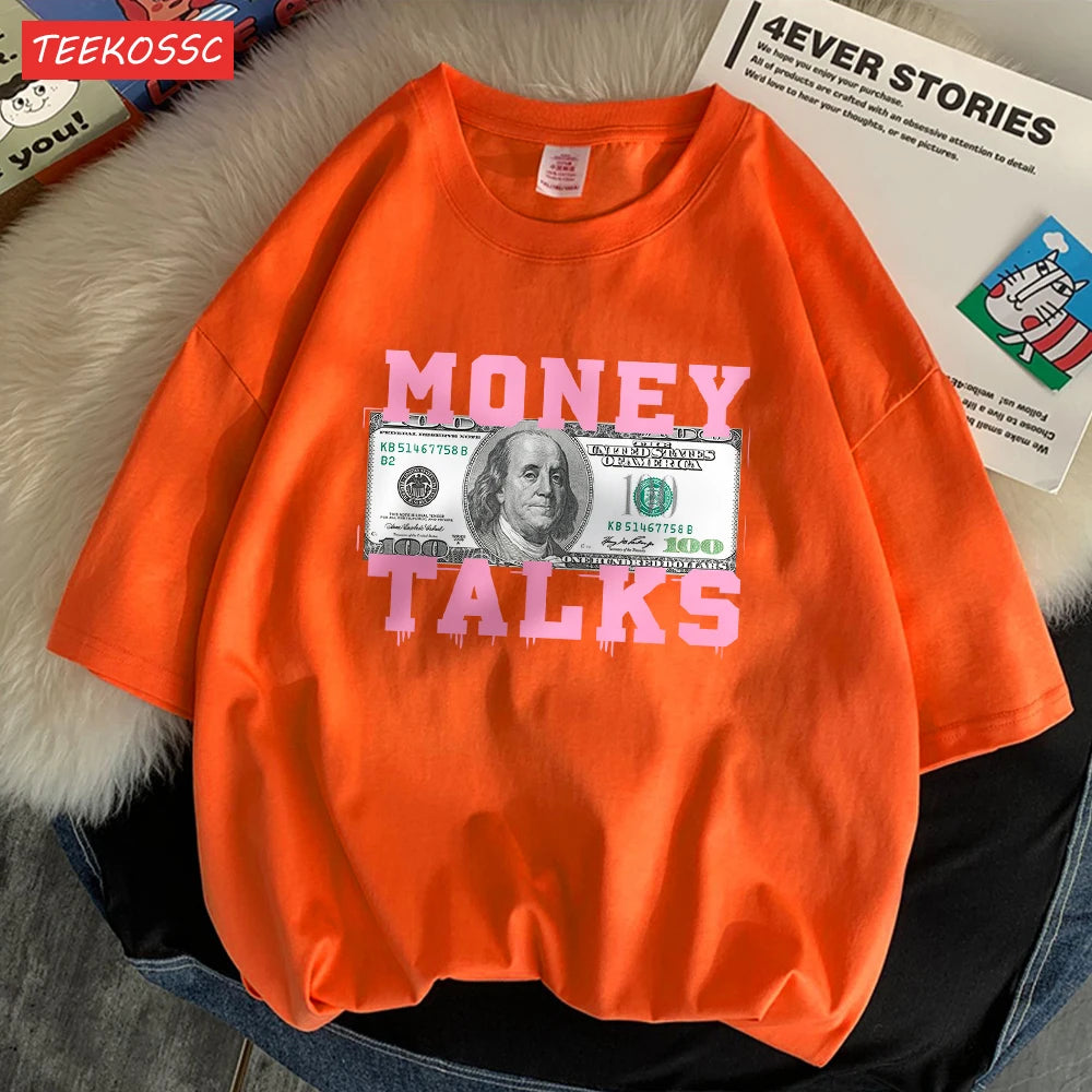Women's T-Shirt™ Money Talks Us Dollar Short Sleeve T Shirts