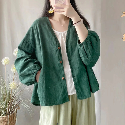 Women's Loose Cotton Linen Summer Tops™ Long Sleeve Shirt Air Conditioning Tank Top