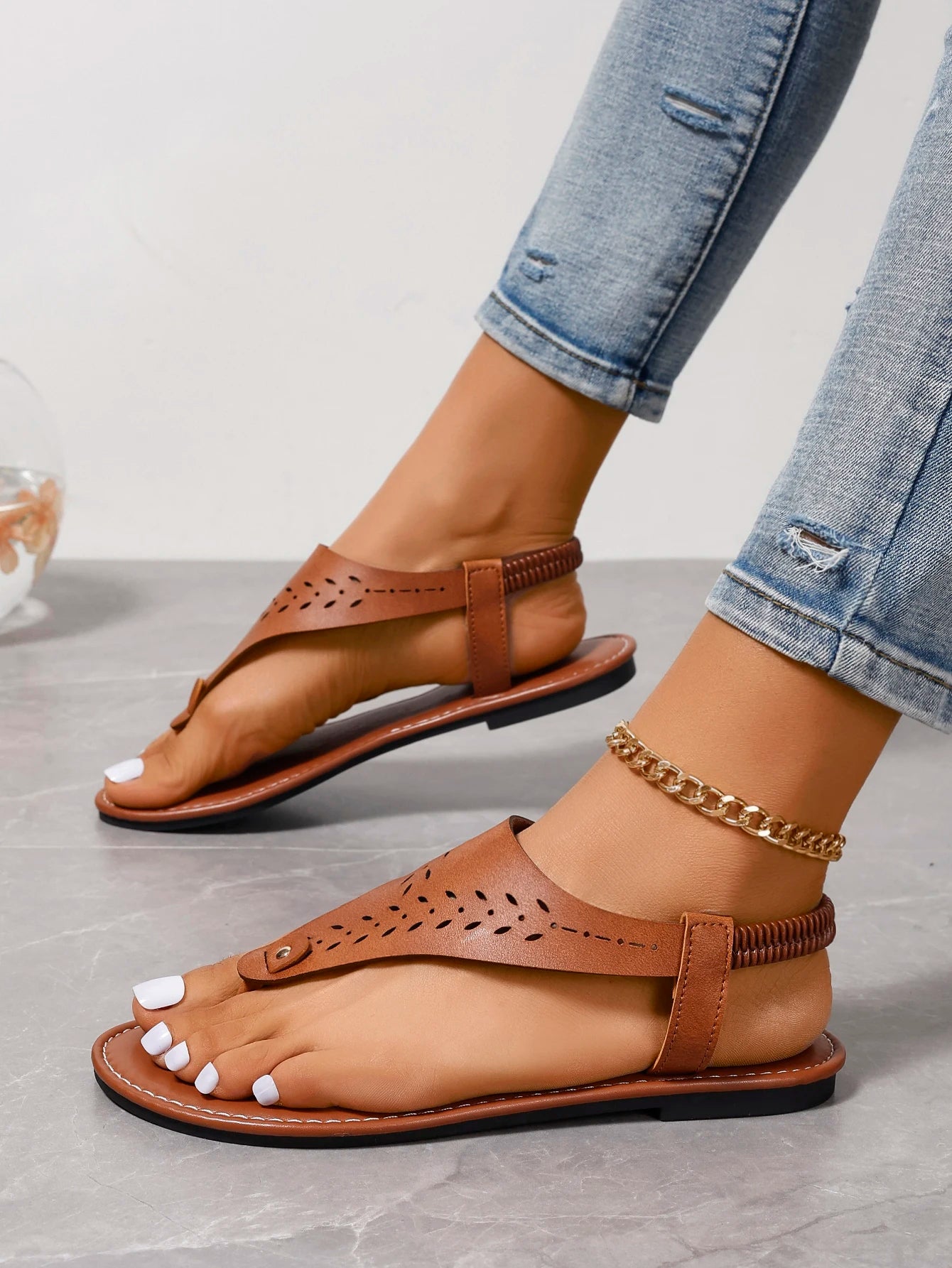 Women's Sandals Open Toe Casual Sandals™ Rivet Elastic Band Flat Heel Soft Bottom Sandals