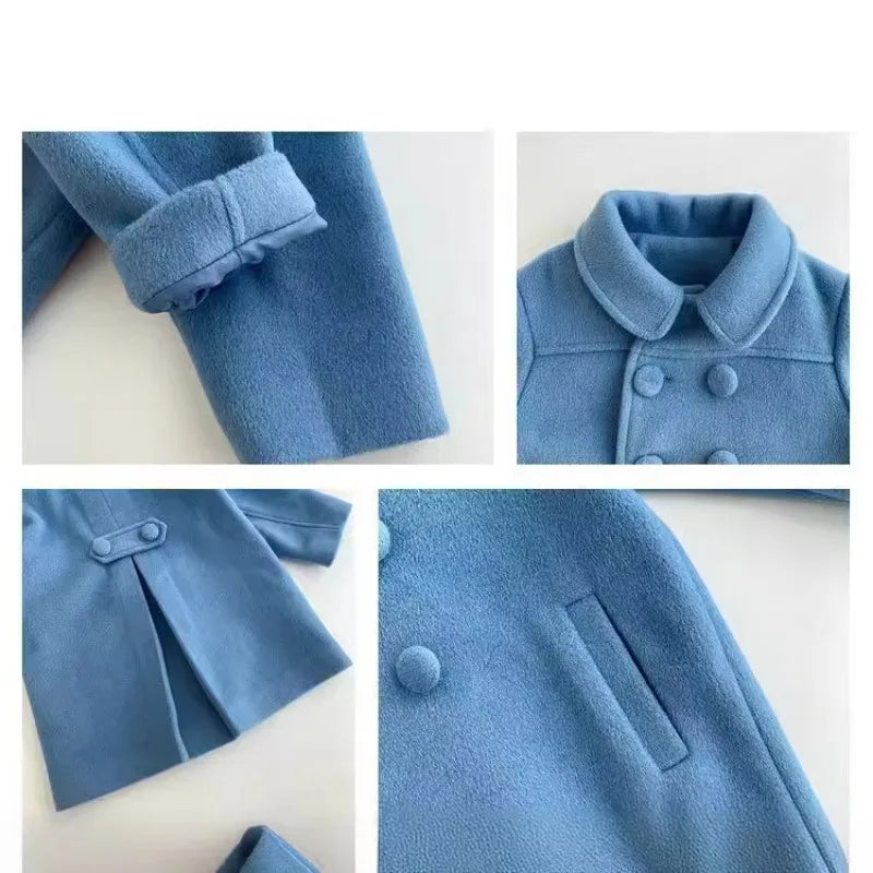 Girl's Long Cotton Coat™ Korean Style Thickened Double-breasted Jacket