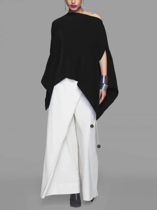 Women 's Irregularly Cut Tops™ Skew Collar Batwing Sleeves Loose T-shirt