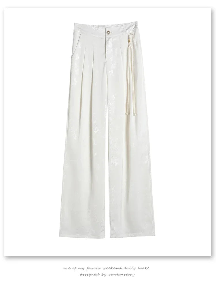Women's Jacquard Wide Leg Satin Pants™ Casual Loose Pants