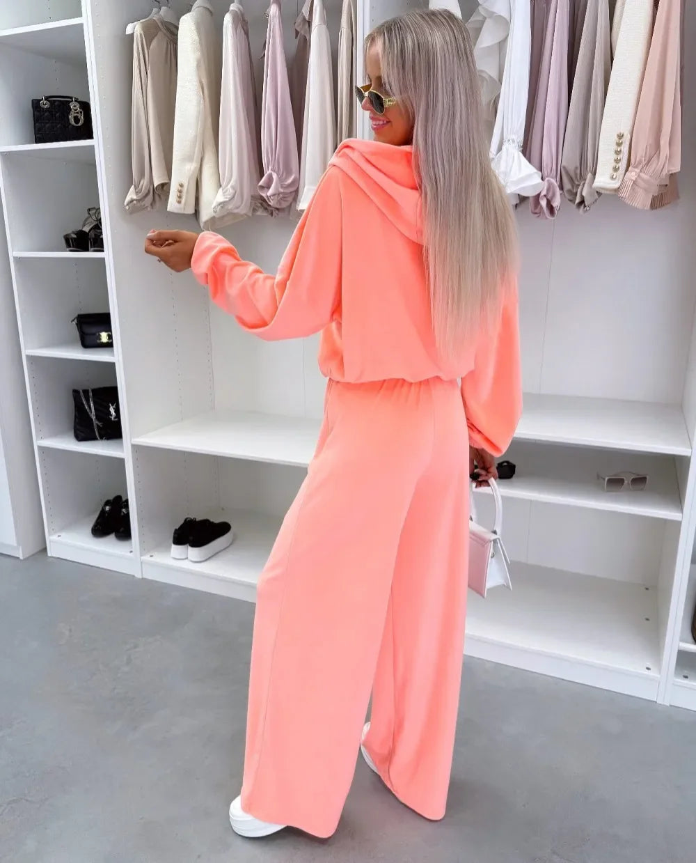 Women's  Casual Outfit™ Zipper Hooded Cardigan + Wide Leg Pants Two Piece Set
