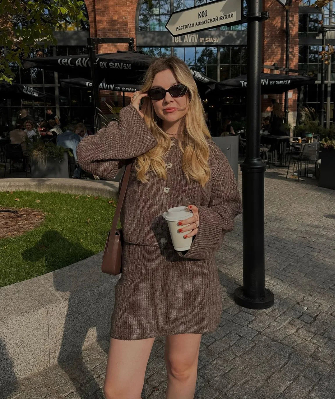 Women's Knitted Shirt and Skirt Set™ Long Sleeve Single Breasted Turn-Down Collar Shirt & Mini Skirt Cardigan Suits