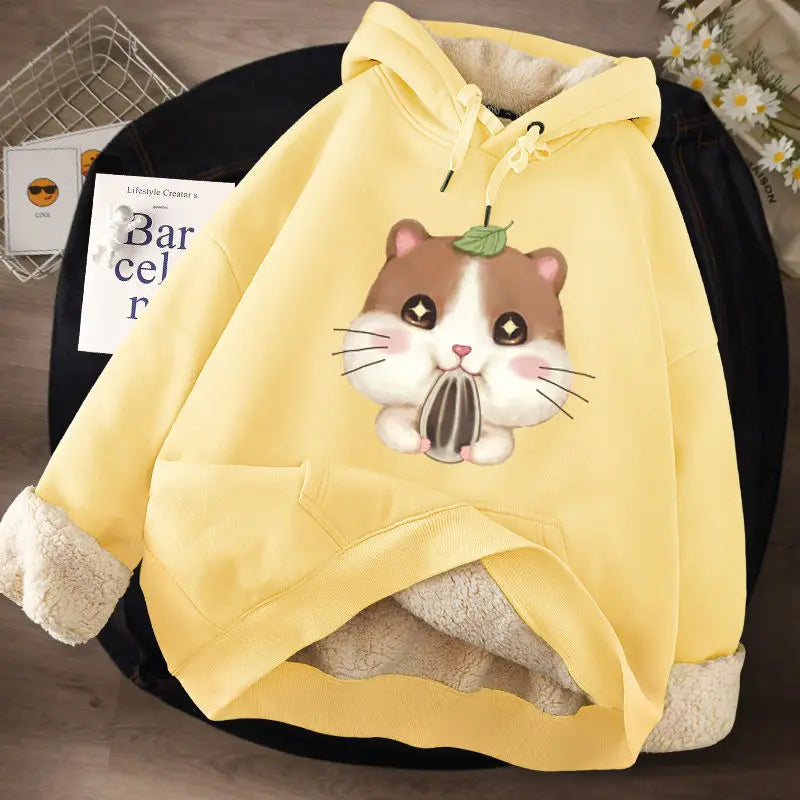 Women's Lamb Wool Pullovers™ Velvet Cartoon Hoodies