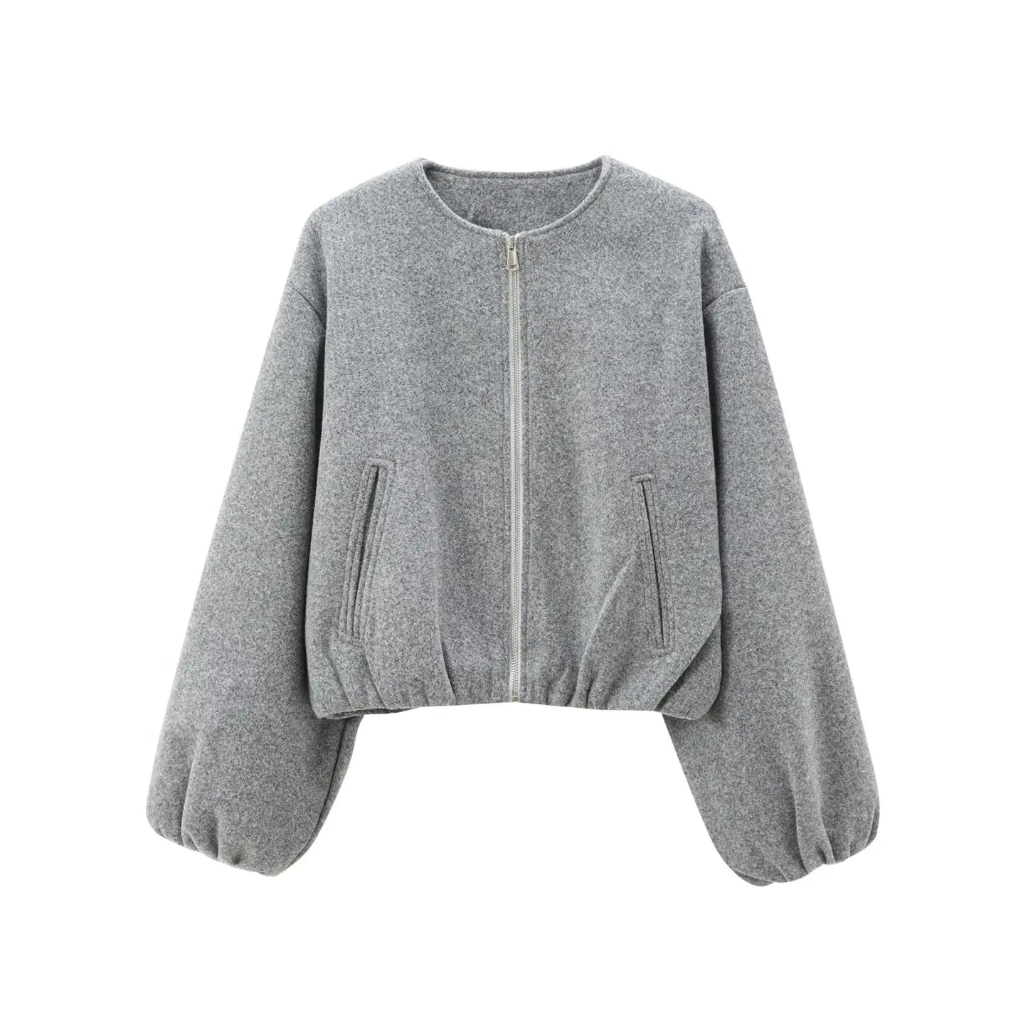 Women's Zipper Bomber Jackets™ TRAF Soft Cropped Long Sleeve Sports Jacket