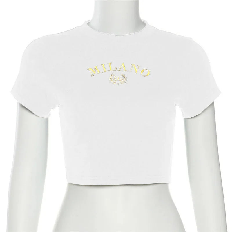 Women's Summer Crop T-shirt™ Short Sleeve O-Neck Cropped Tops