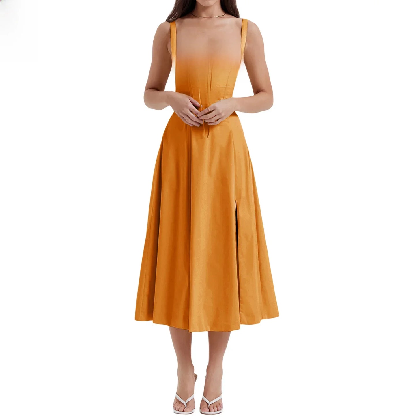 Women's Long Dresses™ Elegant Casual Tied Waist-fitted Slimming Sleeveless Side Slit Dress