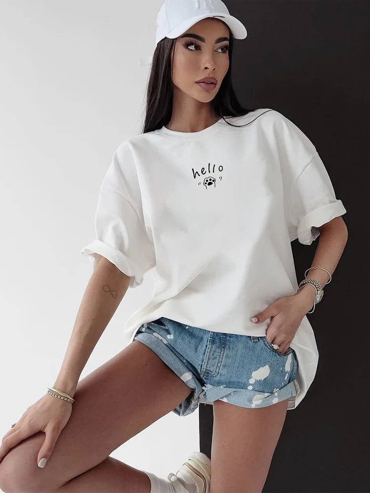 Women's Hirsionsan Graphic Printed Cotton T Shirts™ Oversized Casual Soft Short Sleeve Summer Tops