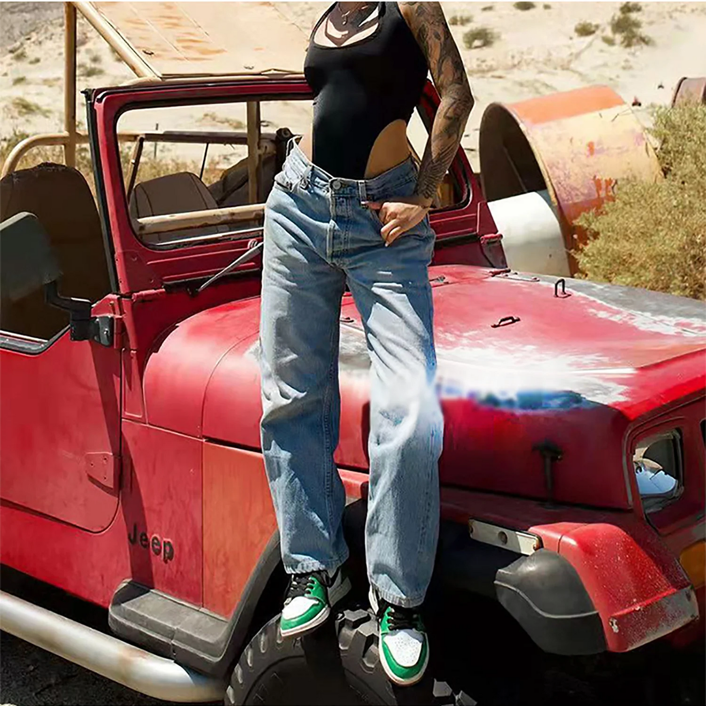 Women's Jeans™ Wide Leg Baggy Vintage Punk Low Rise Waist Loose Denim Pants