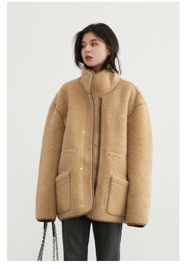 Women's Jackets™ CHIC VEN Thick Warm Solid Suede Reversible Outer Loose Coat