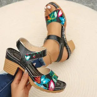 Women's Peep Toe High Heel Sandals™ Gladiator Chunky Heel Platform Flower Sandals