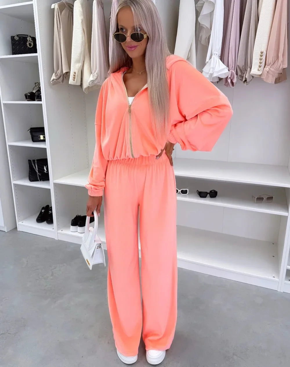 Women's  Casual Outfit™ Zipper Hooded Cardigan + Wide Leg Pants Two Piece Set