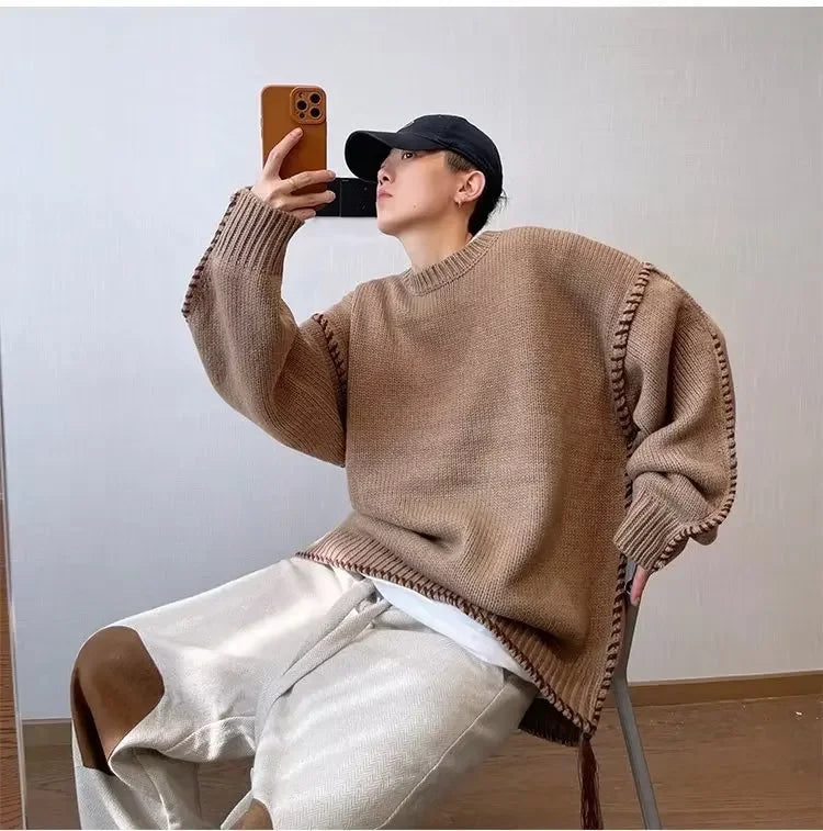 Men's Knitted Sweater™ Casual Versatile Long Sleeve round Neck Thick Sweater