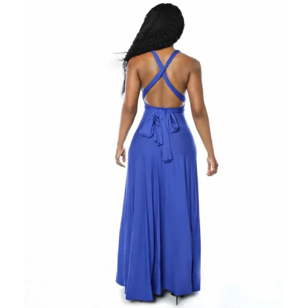 Women's Multi-worn V-neck Long Dress™ Strapped Summer Maxi Dress