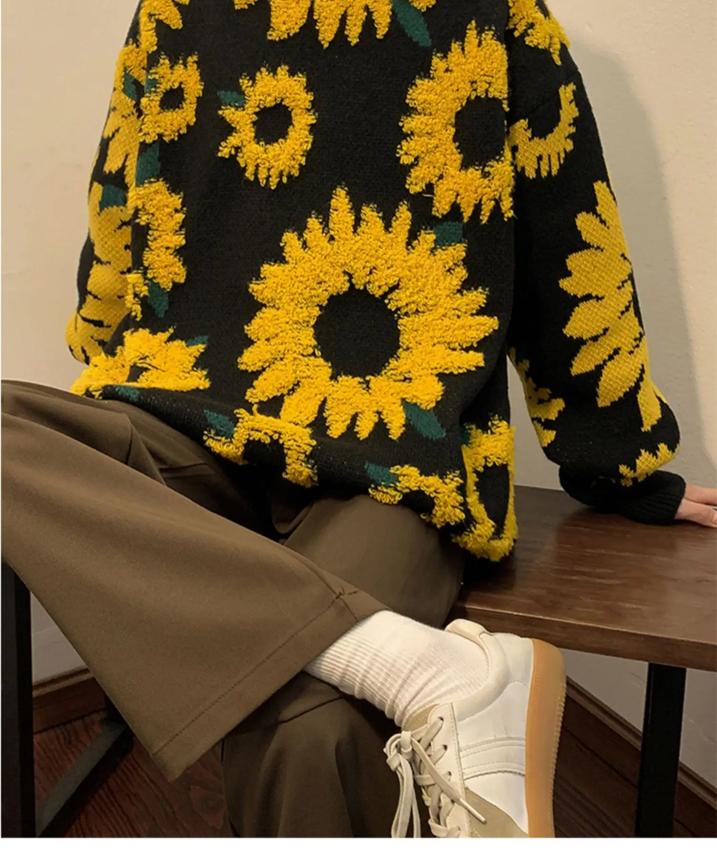 Men's Flocking Floral Sweater™ Baggy Spring Autumn Japanese Style Retro Knitwear