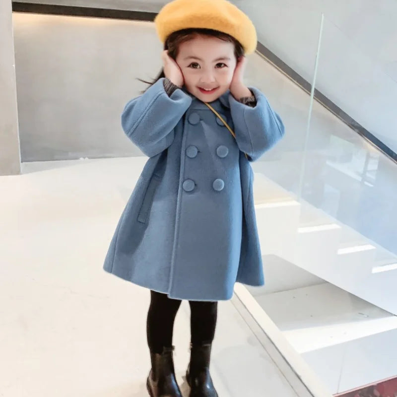 Girl's Long Cotton Coat™ Korean Style Thickened Double-breasted Jacket