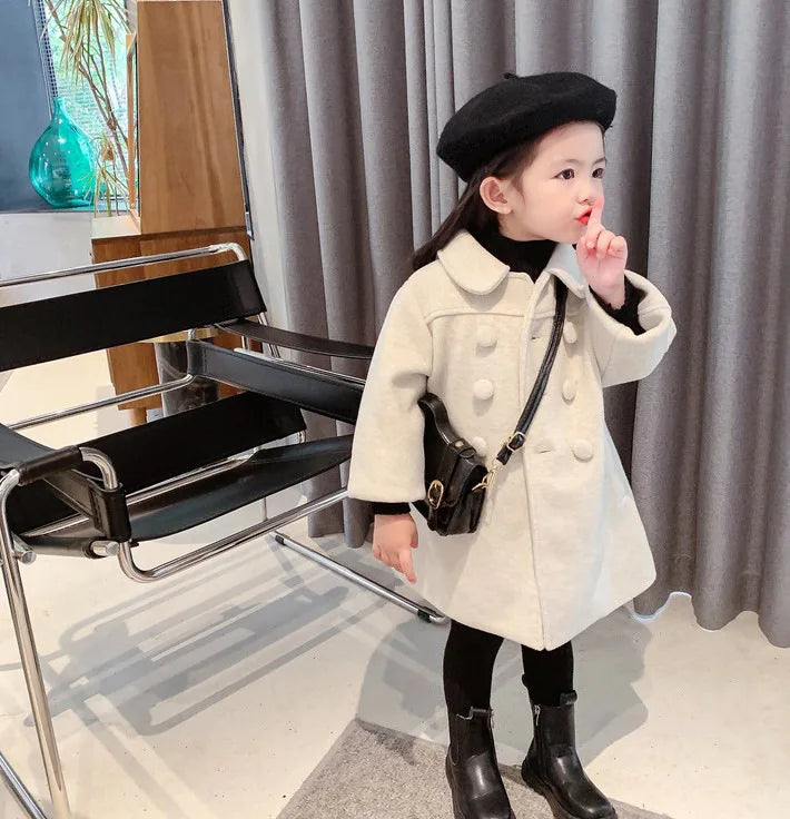 Girl's Long Cotton Coat™ Korean Style Thickened Double-breasted Jacket