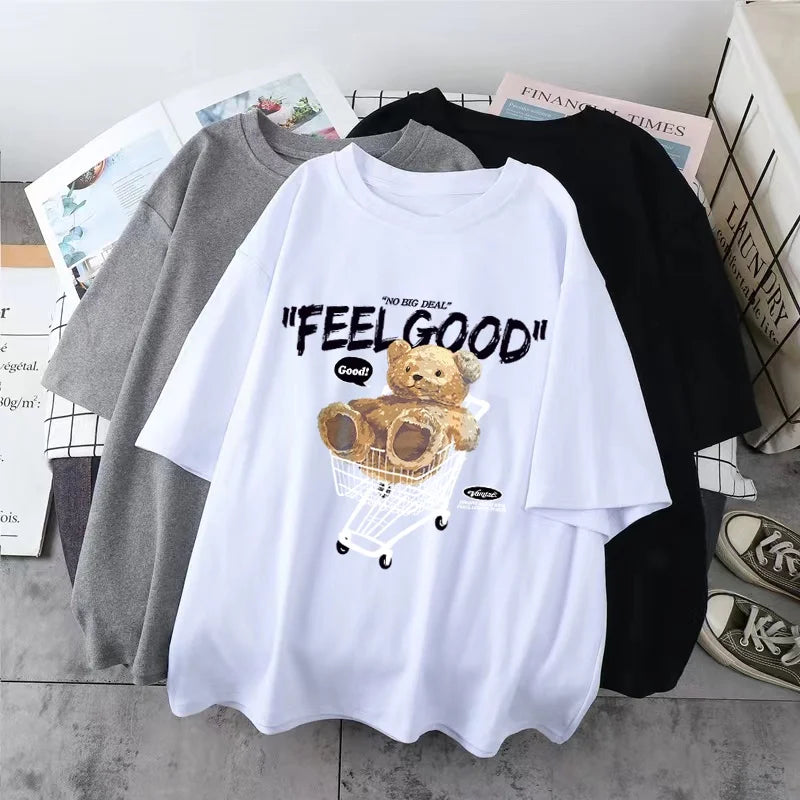 Women's Cartoon Bear Short Sleeve T-shirt™ Loose Korean Style T-Shirt
