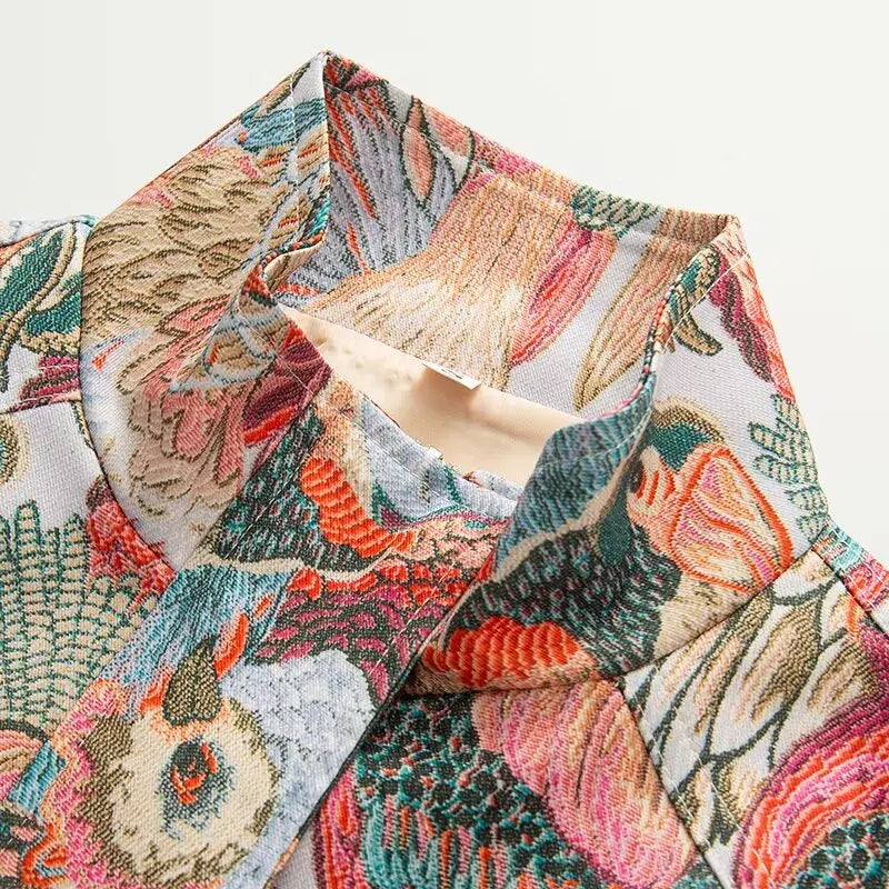 Women's Fashion Color Casual Jacket™ Peacock Print Short Coat