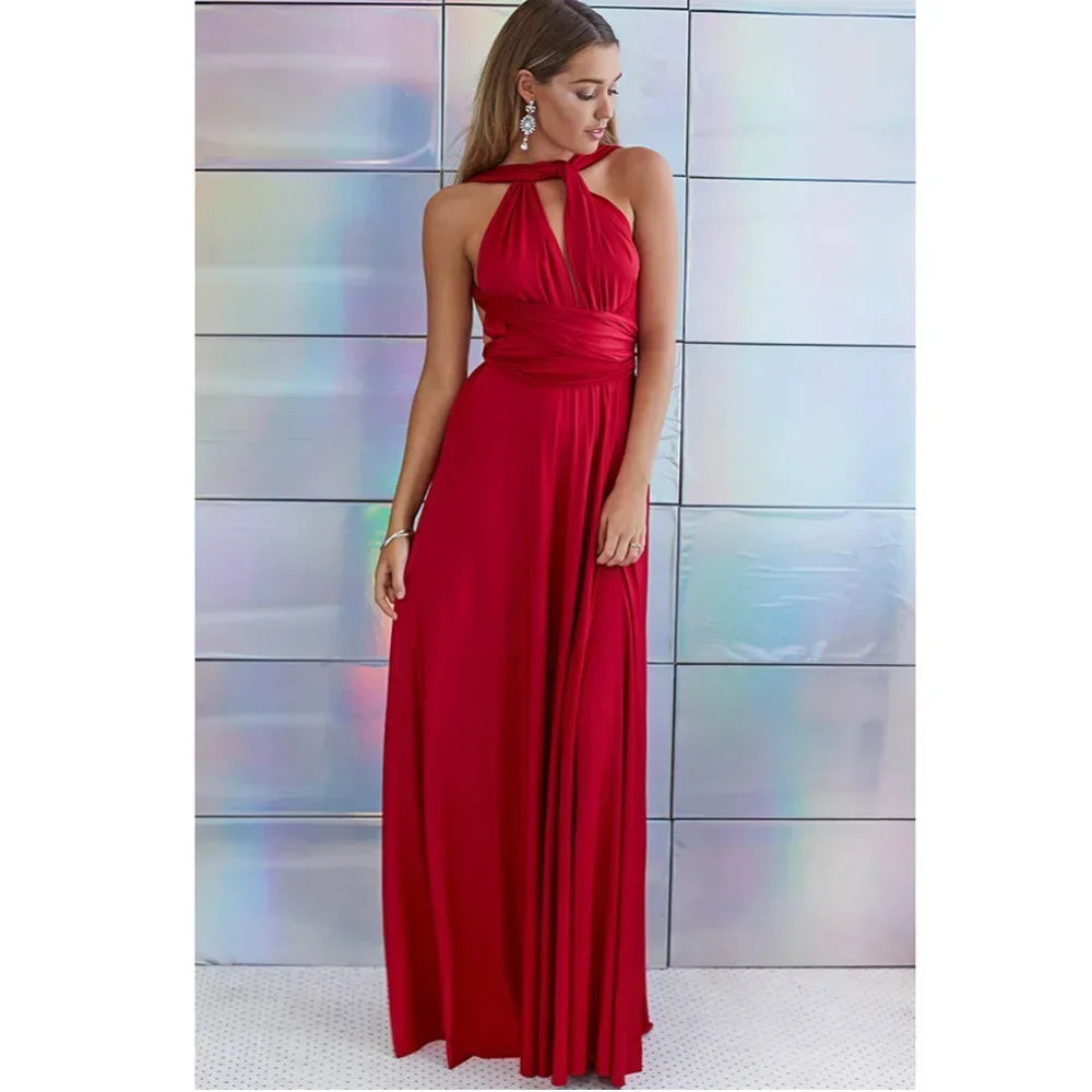Women's Multi-worn V-neck Long Dress™ Strapped Summer Maxi Dress