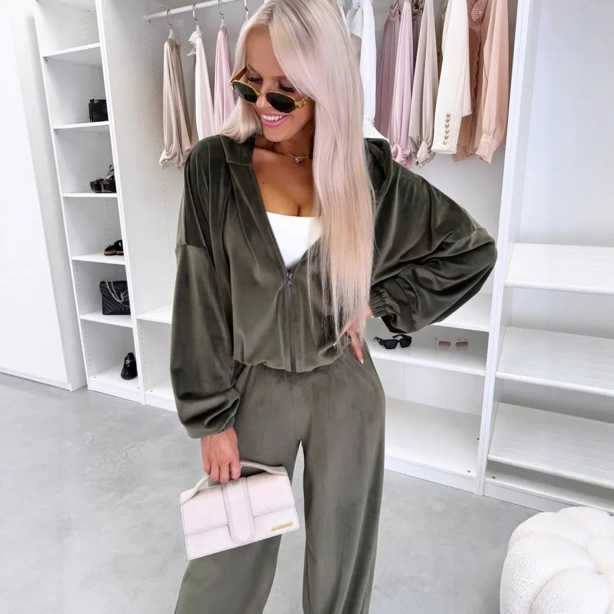 Women's  Casual Outfit™ Zipper Hooded Cardigan + Wide Leg Pants Two Piece Set