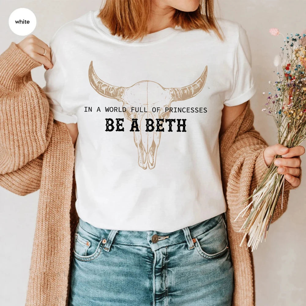 Women's Boho Cow Skull Howdy T-shirts™ Short Sleeve Summer Tees
