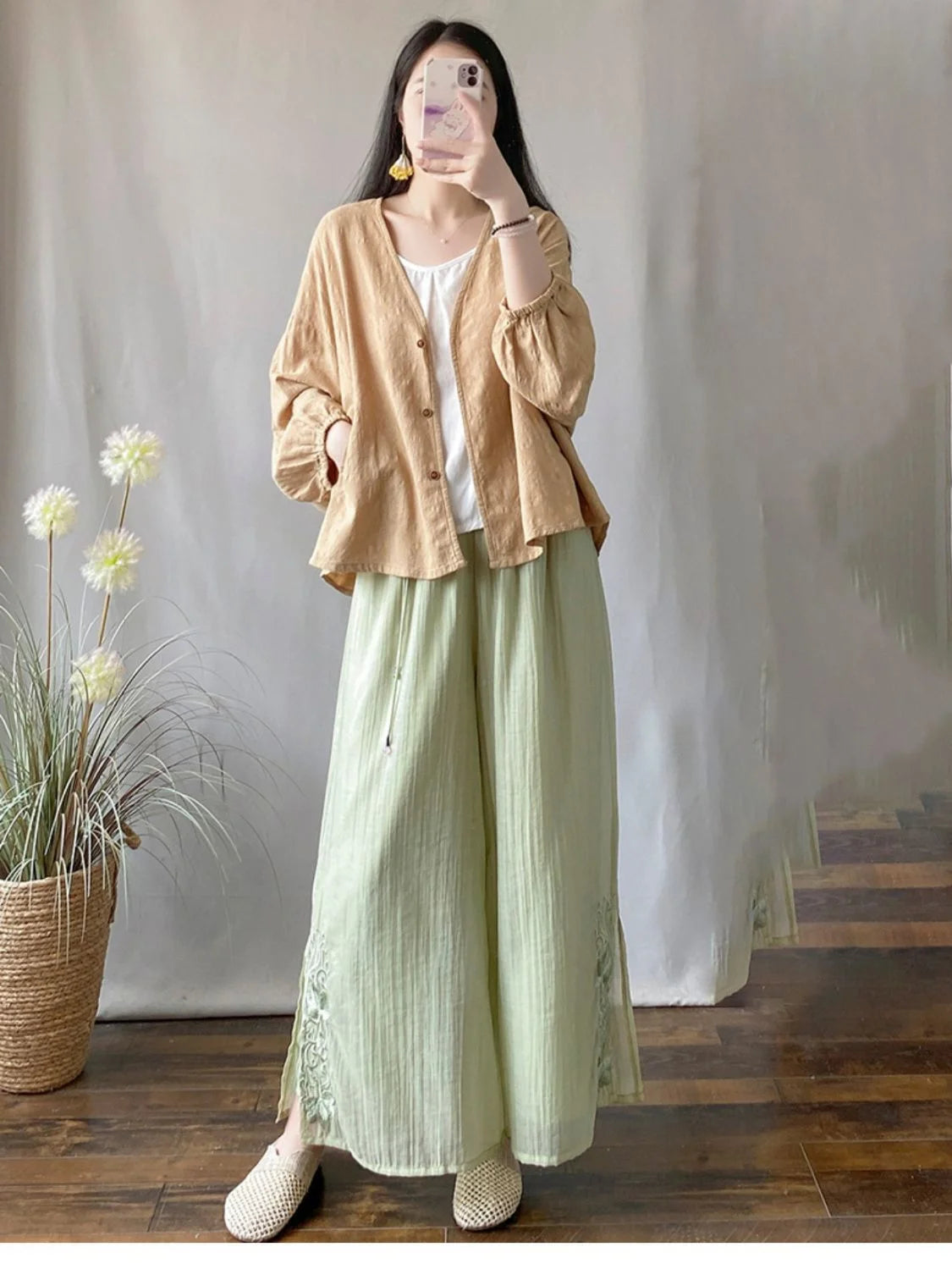 Women's Loose Cotton Linen Summer Tops™ Long Sleeve Shirt Air Conditioning Tank Top
