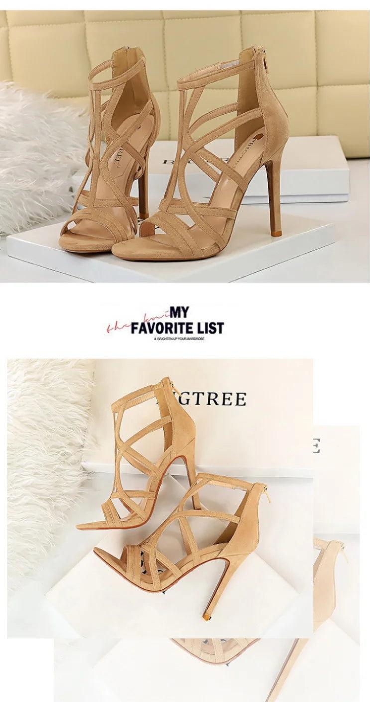 Women's High Heels™ Roman Style Velvet Hollow Out Fish Mouth Ultra High Heels