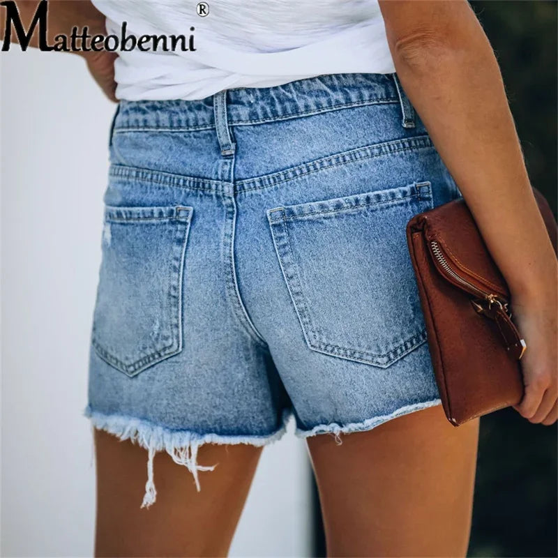Women's Ripped Denim Shorts™ High Waist Bodycon Distressed Pockets Short Jeans