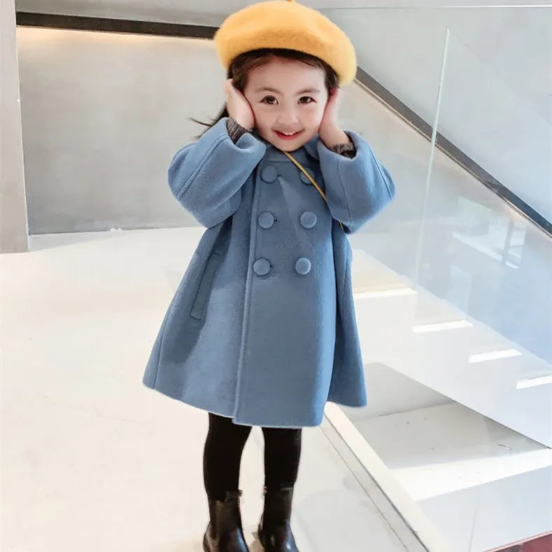 Girl's Long Cotton Coat™ Korean Style Thickened Double-breasted Jacket