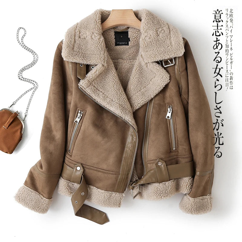 ZACK RAIN Women's Jacket™ Vintage Fur Integrated Lapel Long Sleeves Jackets