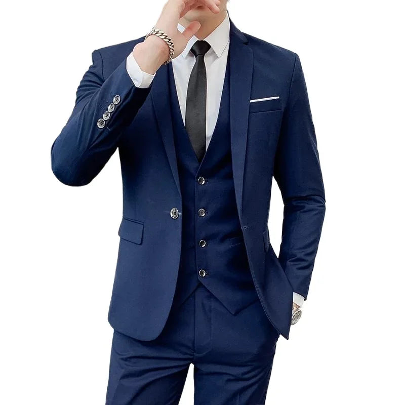 Men's Suit (Blazer+ Vest + Pants)™ Solid Color Casual Slim-fit Suit