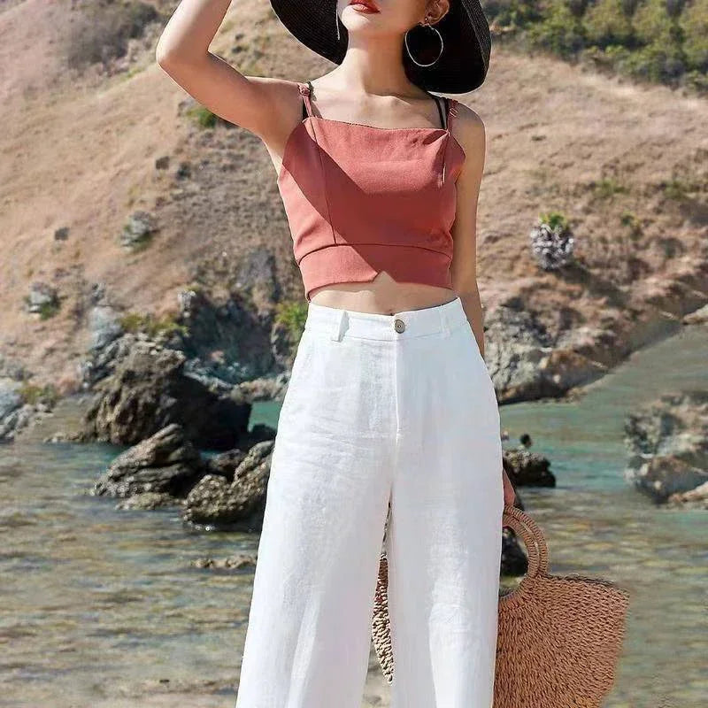 Women's Summer Baggy Cotton Linen Pants™ High Waist Wide Leg Trousers