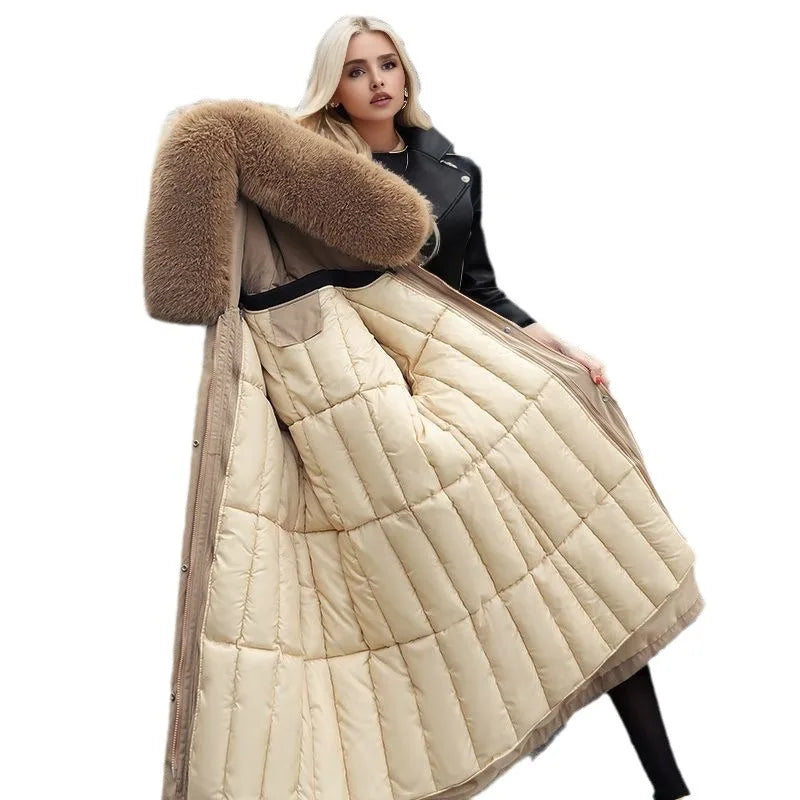 Women's Parkas Coat™ Thick Pinch Cotton Detachable Inner Tank Long Over Knee Coat