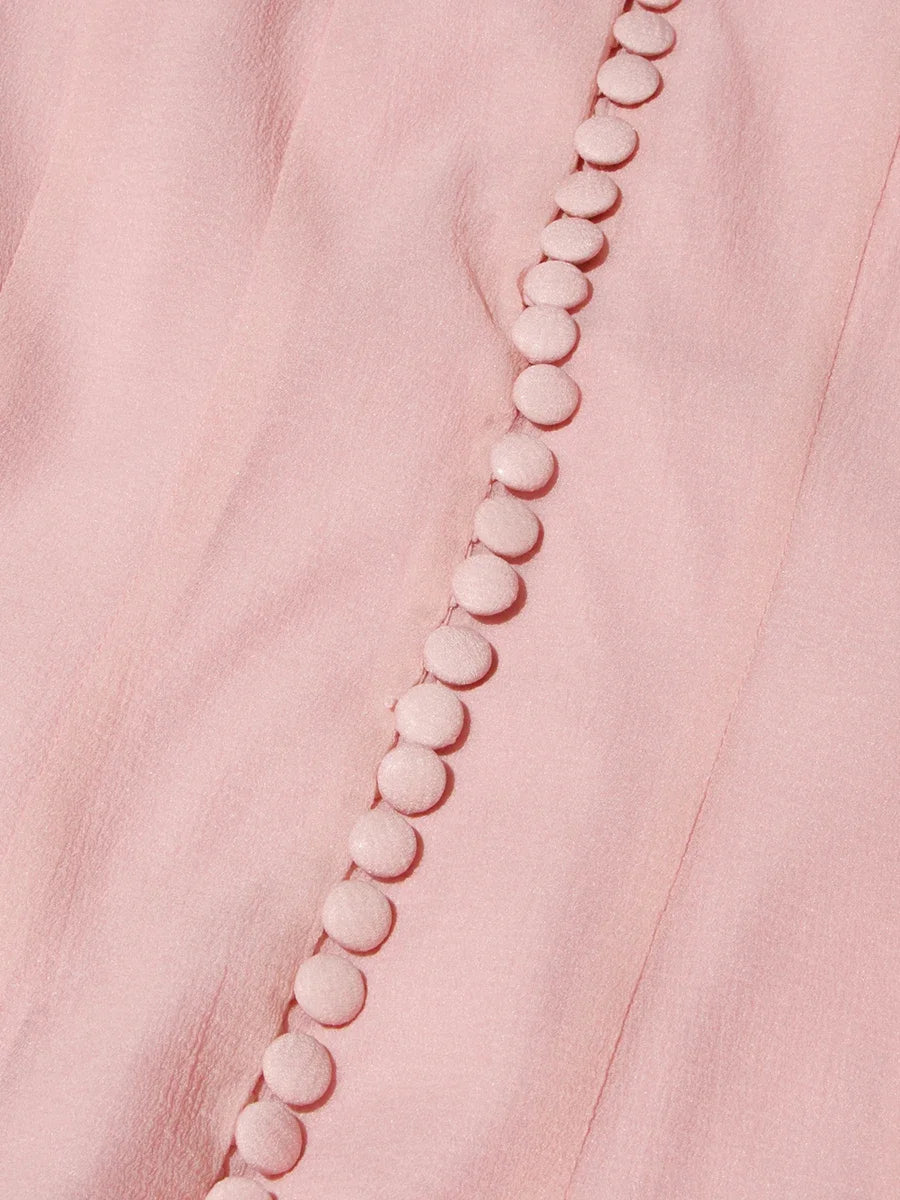 Women's Dress™ VGH Sweet Ruffles Elegant Knee Length Round Neck Flare Sleeve High Waist Spliced Button Dress