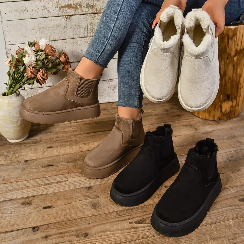 Women's Winter Short Plush Boots™ Warm Snow Suede Fur Chelsea Ankle Boots