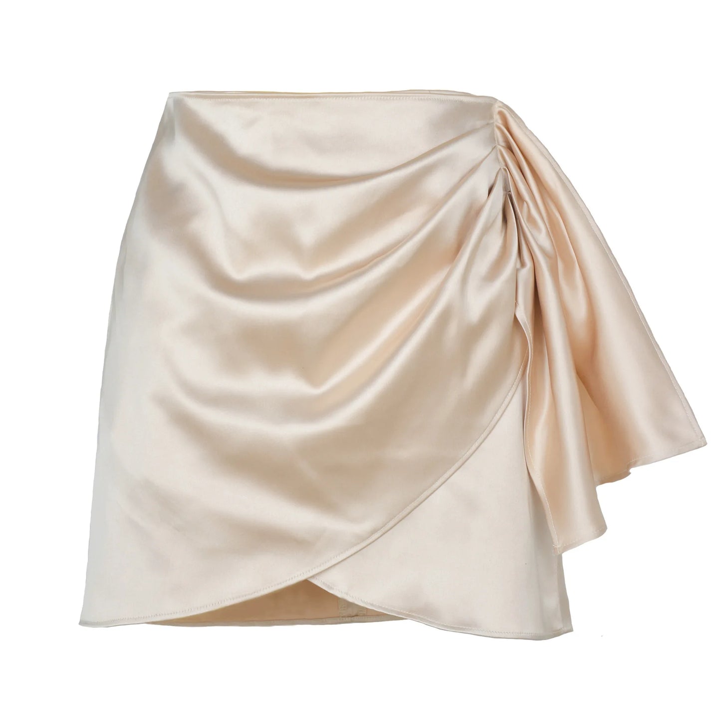 Women's Skirt™ Irregular Zipper Skirt Pleated Solid Color Satin High Waist Short Skirts