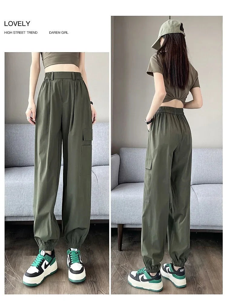 Women's Thin High Waist Cargo Pants™ Long Drapey Quick Dry Trousers