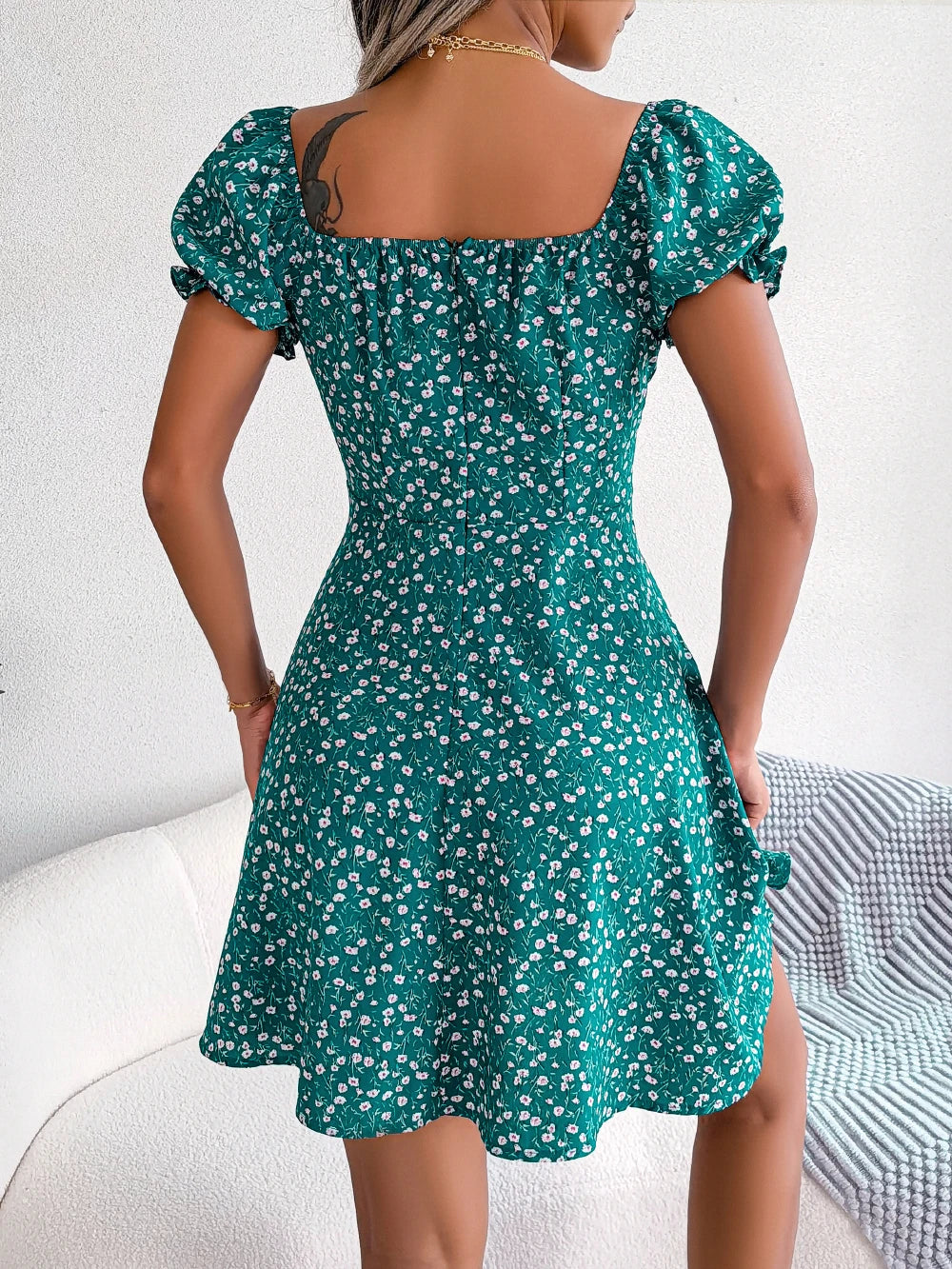 Women's Casual Ruffles Dress™ Short Sleeve Floral Print A Line Dress