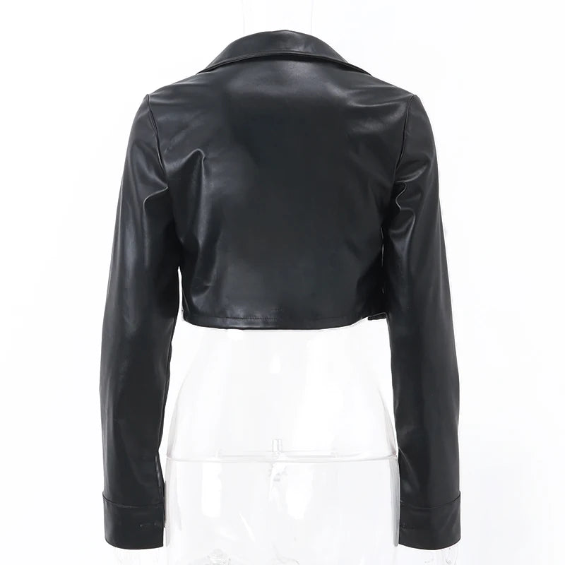 Women's Faux Leather Short Jacket™ Y2K Turn-down Collar Fashion Grunge Street Casual Coats