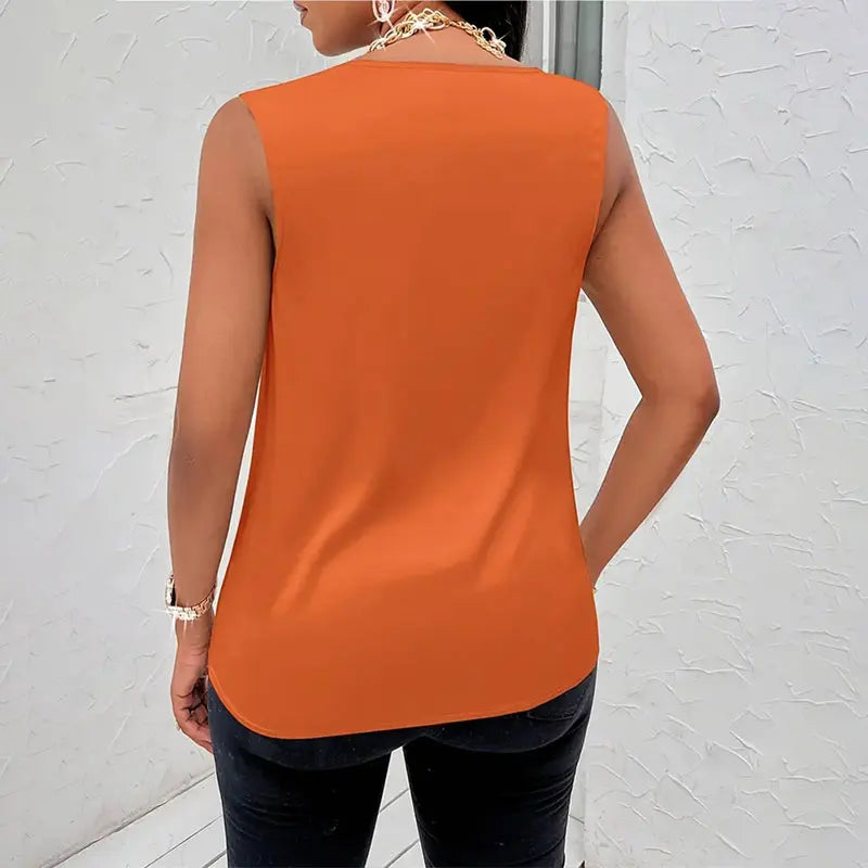 Women's Silk-Like Satin Tank Tops™ Strappy Cowl Neck T-Shirts