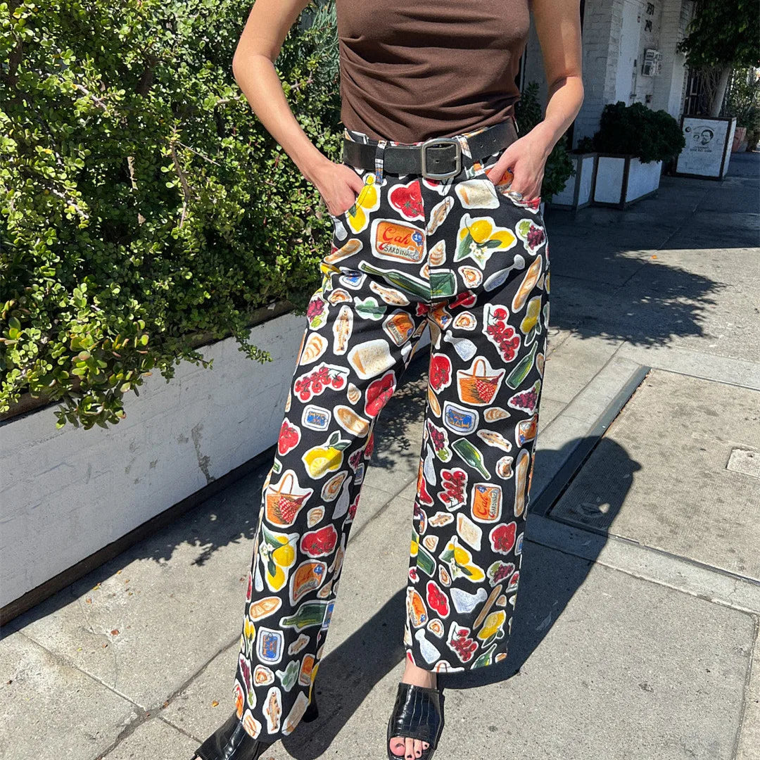 Women's Y2k Graphic Print Jeans™ Straight Leg Vintage Aesthetic Denim Pants