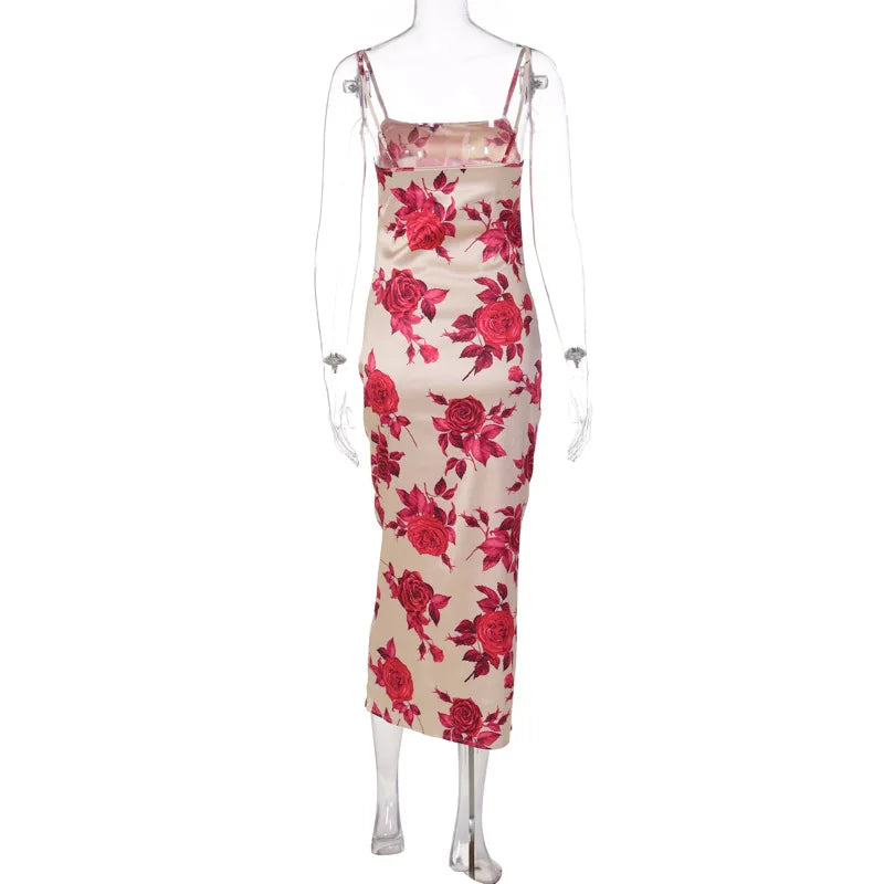 Women's Floral Print Dress™ Sleeveless Backless Bodycon Midi Dress