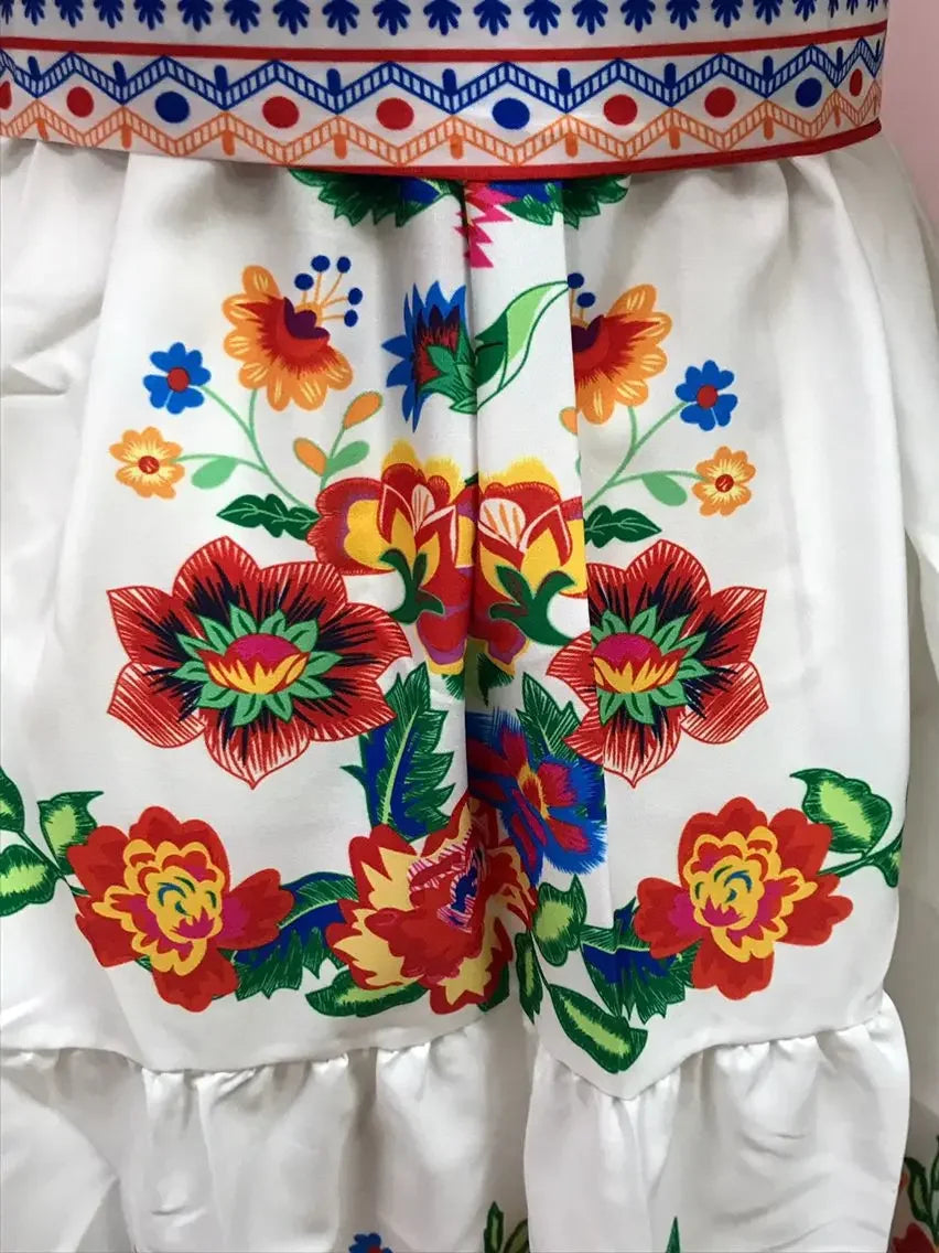 Women's Spring Summer Dresses™ Stand Off-shoulder Red Flower Printing Long Oversized Wide Hemline Sleeveless Dress