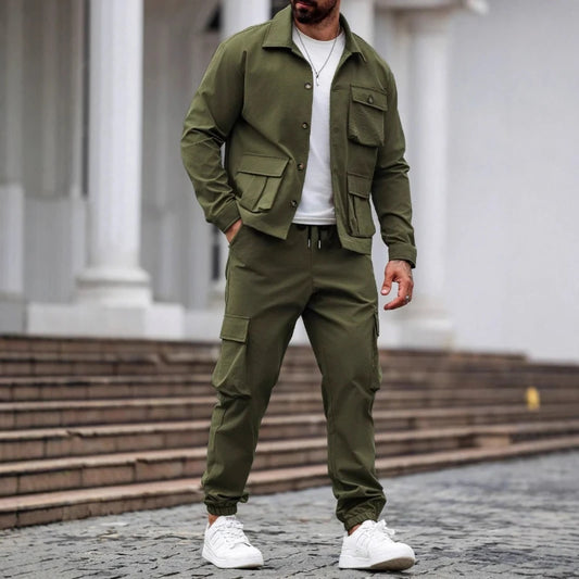 Men's Retro Two Piece Set™ Jacket + Multi Pocket Pants