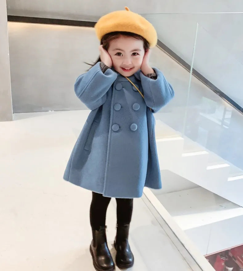 Girl's Long Cotton Coat™ Korean Style Thickened Double-breasted Jacket