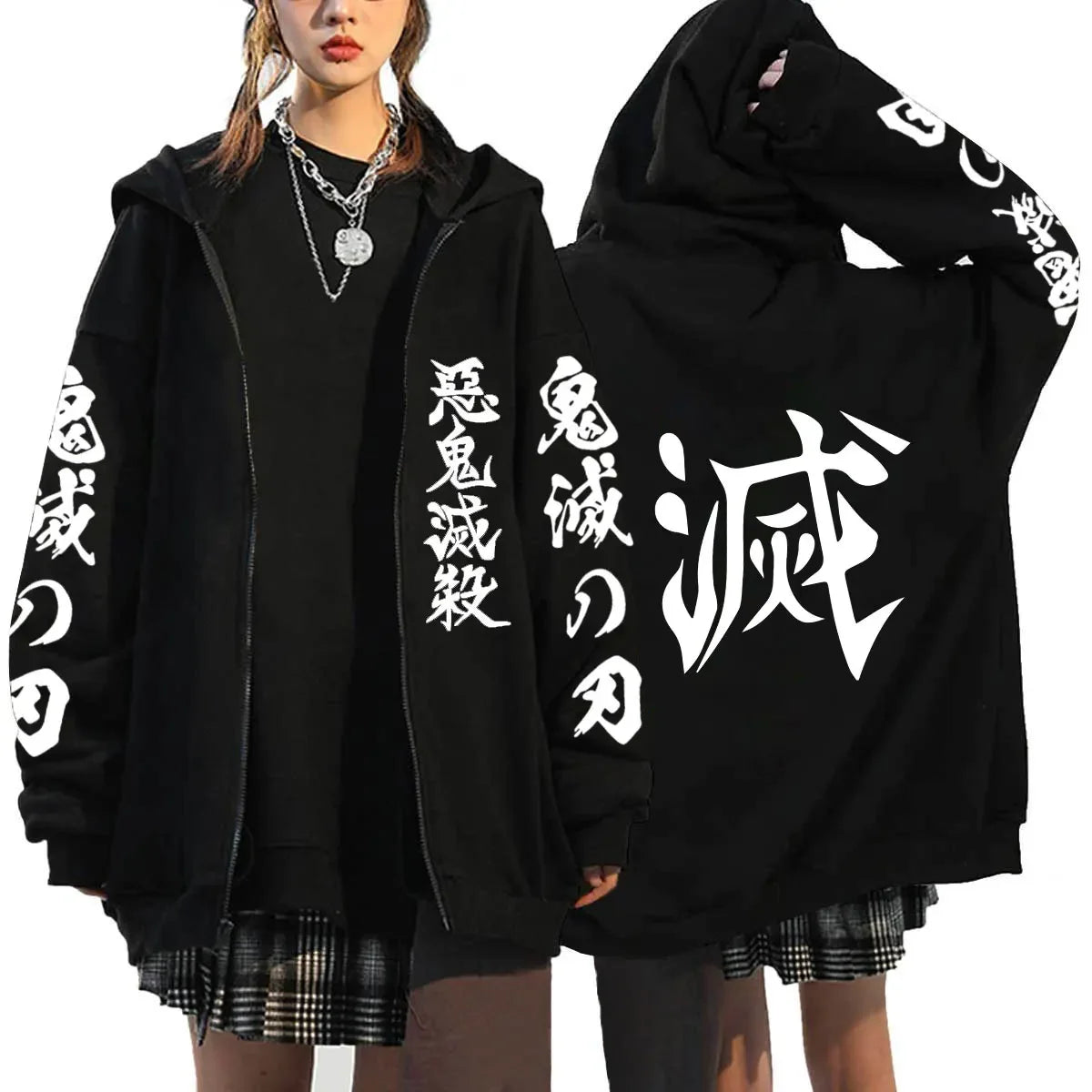 Women's Demon Slayer Zipper Hoodies™ Anime Oversized Full Zip Hoody