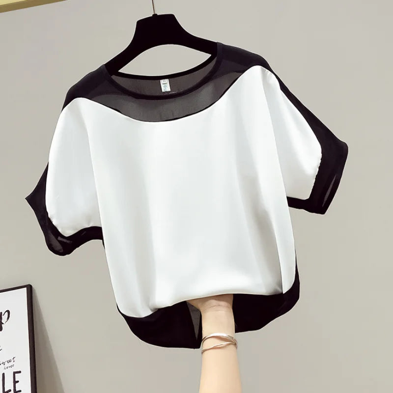 Women's Summer T-Shirt™ Loose Solid Short O-Neck Batwing Sleeve Blouses Shirt